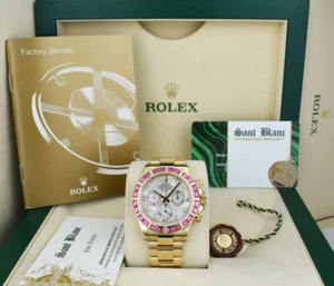 ROLEX 40mm 18kt Gold DAYTONA MOP Diamond Custom Pink Bezel 116528 - SANT BLANC - Picture 1 of 8