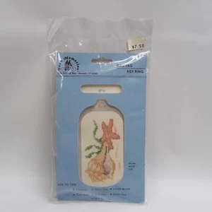 Fond Memories Cross Stitch Bag Tag Key Ring Sea Shell Star Fish Gift - Picture 1 of 3