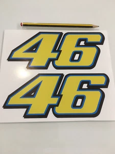 Large 2 x Valentino Rossi Sticker Number 46 sticker vinyl 190mm x 80mm - Picture 1 of 2