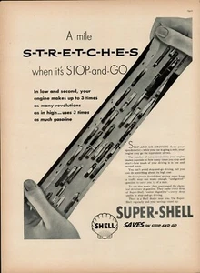 1938 Shell Super-Shell Mile Stretches Saves Stop Go Driving Vintage Print Ad - Picture 1 of 8