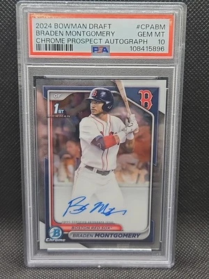 Braden Montgomery PSA 10 2024 BOWMAN CROMO BORRADOR #CPA-BM AUTO 1er prospecto Foto 1 de 2