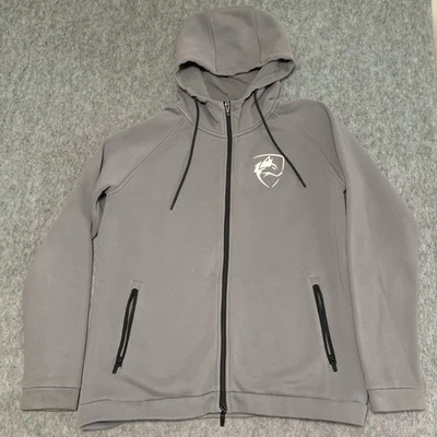 (МАЛЕНЬКИЕ ПЯТНА) Alphalete Мужская толстовка с капюшоном логотип полный молнии серый свитер с капюшоном - размер L - Изображение 1 из 4