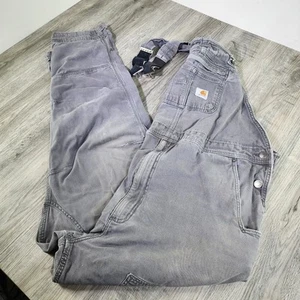 Mono con tirantes doble rodilla de lona Carhartt para hombre 44x34 ropa de trabajo agujeros 102987-039 - Imagen 1 de 14