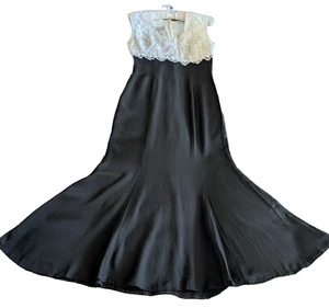 Vintage Scott Mcclintock Long Dress Lace Size 6 Black/White - Picture 1 of 21