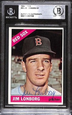 1966 Topps 93 Jim Lonborg DP BGS Autografiado BAS Auténtico C99588 Foto 1 de 3