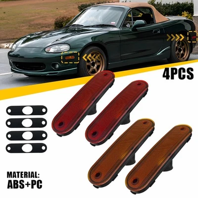 4X para Mazda Miata MX-5 1990-2005 parachoques delantero trasero luz lateral carcasa ámbar rojo Foto 1 de 4