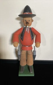 Vintage Germany Holz Räuchermann 9,5" Western Cowboy Revolverheld Wilder Westen - Bild 1 von 14