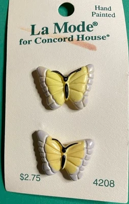 (2) La MODE 1” CONCORD HOUSE MARIPOSA AMARILLO AZUL PLÁSTICO 2 AGUJEROS BOTONES-D2 Foto 1 de 3