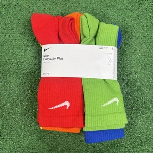 Calze Nike Everyday Plus ammortizzate Crew 6 paia arcobaleno multicolore taglia L 8-12 - Foto 1 di 9
