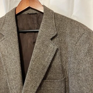 Vintage Varsity Harris Tweed Jacket Mens 42L Brown Wool - Picture 1 of 10