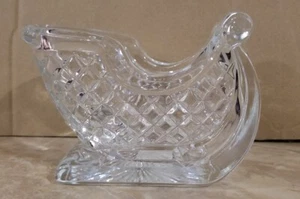 Saks 5th Ave 24% Lead Crystal Sleigh w Sticker HEAVY! Great-Gift Holiday Decor - Picture 1 of 6