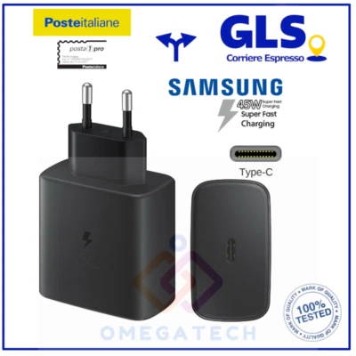 Carica Batterie 45W Originale Samsung Galaxy Ultra Rapido Fast Usb-C TA845 Nero - Immagine 1 di 4