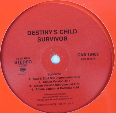 DESTINY'S CHILD SURVIVOR REMIXES ACAPELLA 12" VINYL RECORD *QUICK SHIP* - Image 1 of 2