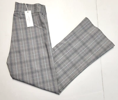 NUEVO $300 Avenue Montaigne LEO Pantalones Para Mujer 4 PEQUEÑOS S Gris Azul Cuadros EE. UU. Foto 1 de 4