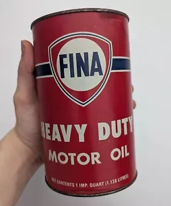 VINTAGE 1960's FINA MOTOR OIL HD IMPERIAL QUART CAN - Picture 1 of 6