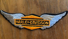 Vintage Harley Davidson Grey Wings Patch Motorcycle Orange shield 7 1/2”