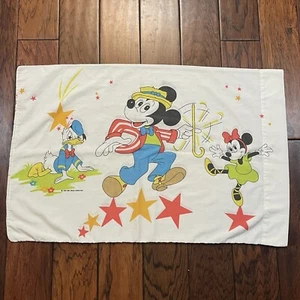 Vintage 1979 Mickey Mouse Minnie Dancing Donald Duck Walt Disney Pilllowcase - Picture 1 of 3