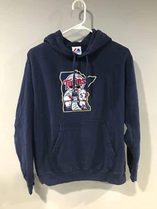 MAJESTIC Men's S MINNESOTA TWINS Navy Blue Hoodie Sweatshirt Embroidered Front - Picture 1 of 3