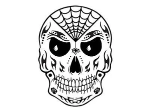 Calcomanías de vidrio fundido negro de 1,75 pulgadas Scary Sugar Skull 6 piezas - Imagen 1 de 1