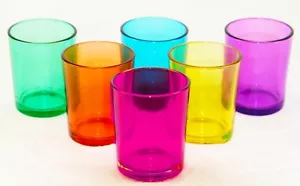 12 Rainbow Colour Glass tealight candle wedding party event table room decor - Picture 1 of 2