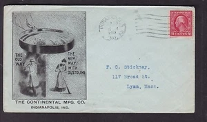 POSTAL HISTORY - (2-SIDES) DUSTOLINE SWEEPING COMPOUND 1913, INDIANAPOLIS , IND. - Picture 1 of 2