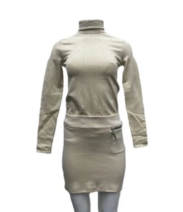 Conjunto de suéter y falda Ralph Lauren para mujer beige seda cuello alto talla pequeña nuevo sin etiquetas - Imagen 1 de 2