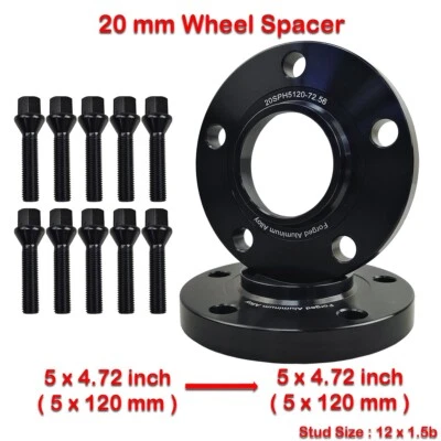 2pcs 20mm 12x1.5b 5x120 Hub Centric Wheel Spacer For BMW E36 E46 E90 E34 E60 E61 - Image 1 of 4