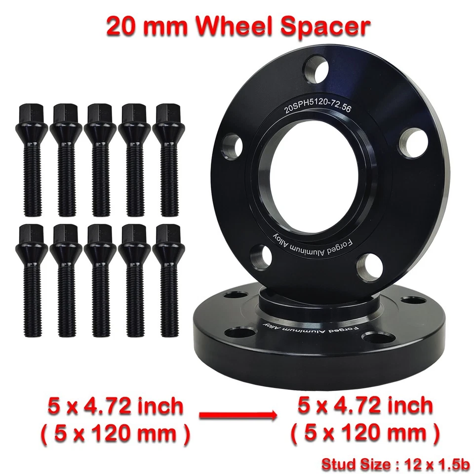2pcs 20mm 12x1.5b 5x120 Hub Centric Wheel Spacer For BMW E36 E46 E90 E34 E60 E61 - Image 1 of 4