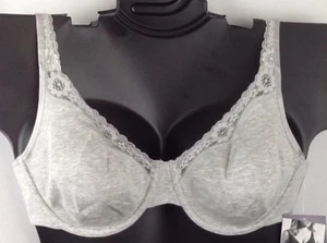 NWT Catherines 5710 GREY Catherines Full Coverage Cotton Lace Underwire Bra - Picture 1 of 12