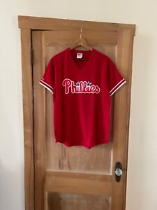 Vintage Philadelphia Phillies Majestic V Neck T Shirt MLB 90s 80’s USA Large
