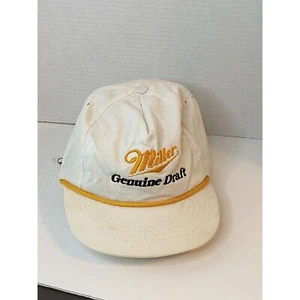 Cappello Berretto Vintage Miller Originale Draft Bianco Strapback Con Corda Oro - Foto 1 di 12