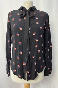 ASOS Black Floral Long Sleeve Viscose Blouse Size 10 Women’s - Picture 1 of 12
