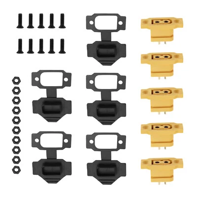 5 Sets Female XT60E-F Plug Kit Panel Mount Gold Plated Connector for RC Battery