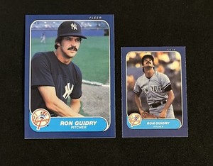 1986 Fleer Ron Guidry NY Yankees Baseball Cards Sharp #106 + Mini #22