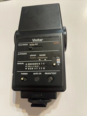 Vivitar 550FD Auto Thyristor Shoe Mount Flash Black Camera Flash Tested Works - Image 1 of 4