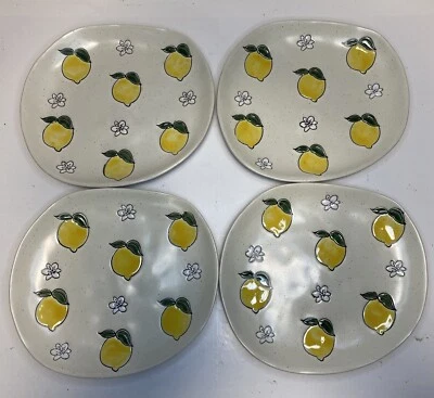 Spectrum Designz JUEGO DE PLATOS DE ENSALADA DE CERÁMICA • Flor de limón • LOTE DE 4 8” 2020. Foto 1 de 4