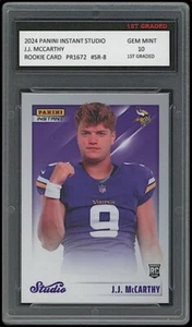 J.J. McCarthy 2024 Panini Instant Studio 1st Graded 10 NFL Rookie Card #SR-8 JJ - Bild 1 von 1