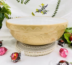 Mason Cash & Co Inglaterra Marrón Bronceado 10" Mezclador Servir Flores Frutas Alivio - Imagen 1 de 13