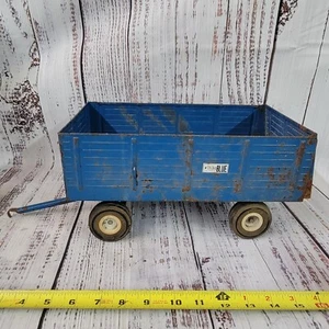 Vintage Ertl 1/12 Scale pressed steel stake side trailer/wagon blue/ white rims - Picture 1 of 11