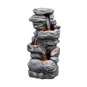 Teamson Home 39.37" LED Faux Stone Water Fountain, Gray - Picture 1 of 10