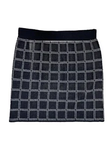 Kenar Damen schwarz Wollmischung Rock Größe L Taille 34” Länge 20” quadratisches Muster - Bild 1 von 4