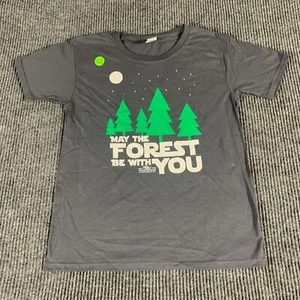 Fruit Of The Loom Shirt Youth M Gray May The Forest Be With You Glow In Dark NEW - Picture 1 of 12