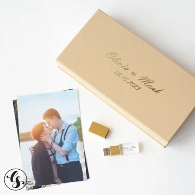 Caja de fotos de boda 4x6 para unidad flash USB almacenamiento de impresiones familiares hecha a mano Foto 1 de 4