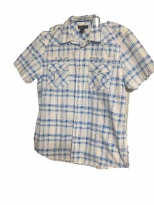 INC International Concepts Turquoise/White Short Sleeve Western Style Shirt XL - Picture 1 of 8
