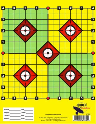 RAVEN SEEKER TARGETS 50 Yard .22 cal. RIFLE Shooting Paper Targets - Perfect for Sighting Scope