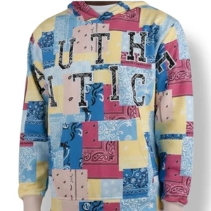 Authentics Bandana Patchwork Hoodie Pastell Paisley Pullover Sweatshirt Large - Bild 1 von 13