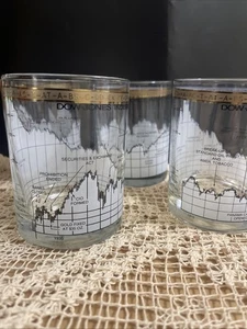 4 Vintage CERA 100 Jahre 1885-1980 Dow Jones Industrial Average Lowball Glas MCM - Bild 1 von 13