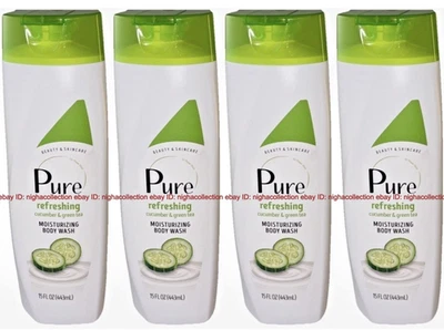 (Lot 4) Pure Refreshing Cucumber & Green Tea Moisturizing Body Wash 15 oz Ea NEW - Image 1 of 4