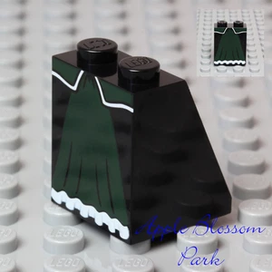 NEW Lego Female Girl MINIFIG SKIRT - Black Dark Green Print Princess Dress Slope - Picture 1 of 5