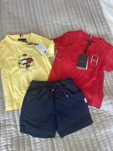 Tommy Hilfiger Boys Brand New With Tags Size 18 Months / 86.Shorts & 2 T-shirts - Picture 1 of 11